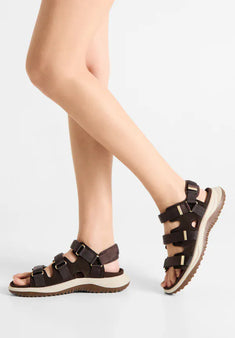 Woden sandaler lav hæl Woden - Caroline sandal, chocolate - WL699