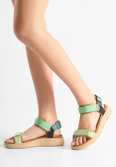 Woden sandaler lav hæl Woden - Line sandal, Apple Green Multi - WL926