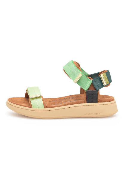 Woden sandaler lav hæl Woden - Line sandal, Apple Green Multi - WL926