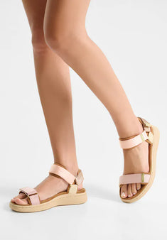 Woden sandaler lav hæl Woden - Line sandal, blush multi - WL926