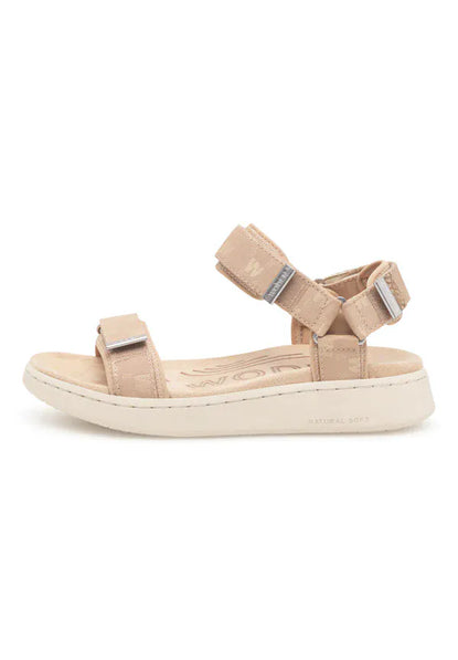 Woden sandaler lav hæl Woden - Line Woven sandal, coffee cream - WL690