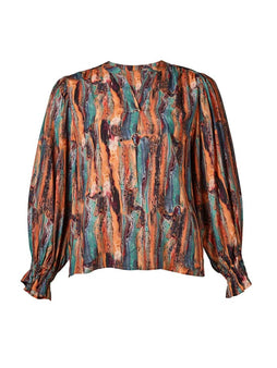 Zoey bluser_t-shirts_kjoler Zoey - Kaelyn bluse, orange mix - 231-7247