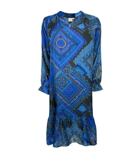 2B kjoler_nederdele 2B - Telida kjole, blåt mønster