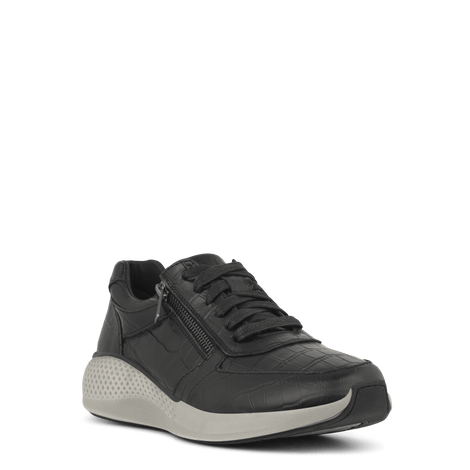Green Comfort flade sko Green Comfort - Dolphin damesneakers, sort præget skind - 225025q44