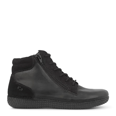 Green Comfort - Kort damestøvle uld-for, sort skind - 323016Q37