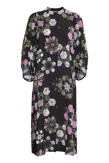 Ichi kjoler_nederdele ICHI - Kjole, sort med lilla print - 20115229-194008