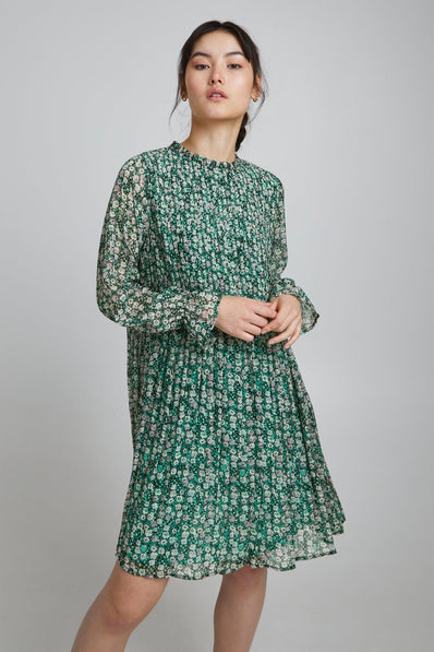 Ichi kjoler_nederdele ICHI - Plissekjole, multi grøn - 20116246-200681