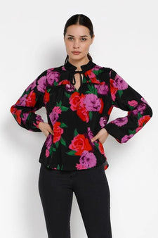 Kaffe bluser_skjorter Kaffe - KAROSALINA bluse, sort med blomstermønster - 10506777-103258