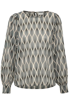 Kaffe bluser_skjorter Kaffe - KASIMI langærmet bluse, blå mønster - 10505705