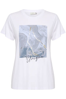 Kaffe t-shirts_toppe Kaffe - T-shirt, hvid med print - 10506139-110601