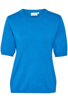 Kaffe trøje_strik_cardigan Kaffe - Kanila kortærmet strikpullover, blå - 10506814-184140