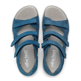 New Feet sandaler lav hæl New Feet - Damesandal, blå med struktur - 211-35-1943