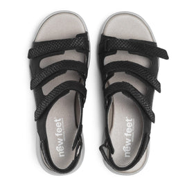 New Feet sandaler lav hæl New Feet - Damesandal, sort præget skind - 201-35-1910