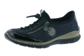 Rieker flade sko Rieker - Damesneakers med elastiksnøre, sort - N3268-01