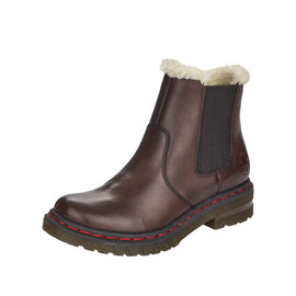 Rieker korte støvler Rieker - Kort damestøvle med foer, brun - 76298-25