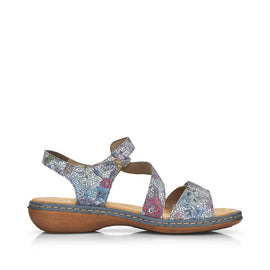 Rieker sandaler lav hæl Rieker - Damesandal, blå/sølv - 659C7-90