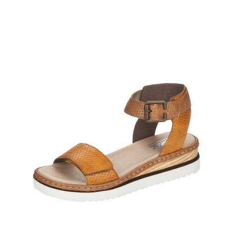 Rieker sandaler lav hæl Rieker - Damesandal, brun/gul - 67953-68