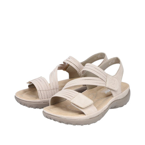 Rieker sandaler lav hæl Rieker Sand farvet damesandal med lav hæl 64870-62