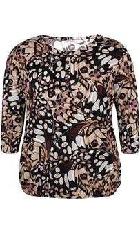 Zhenzi bluser_t-shirts_kjoler Zhenzi - Bluse, brunt mønster - 2408731