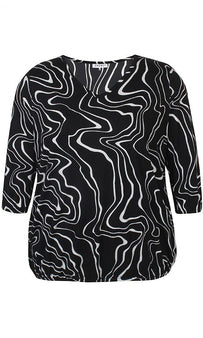 Zhenzi bluser_t-shirts_kjoler Zhenzi - Bluse, sort mønster - 2408781-0900