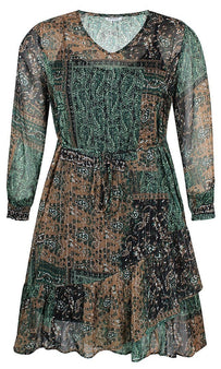 Zhenzi bluser_t-shirts_kjoler Zhenzi - Kjole, grøn print - 2410238