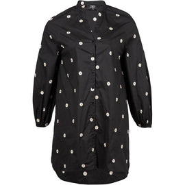 Zoey bluser_t-shirts_kjoler Zoey - Ingrid skjortekjole, sort med margueritter - 214-1423